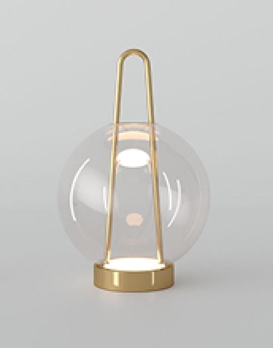 Lampe de Table Globe en Verre & Métal Doré