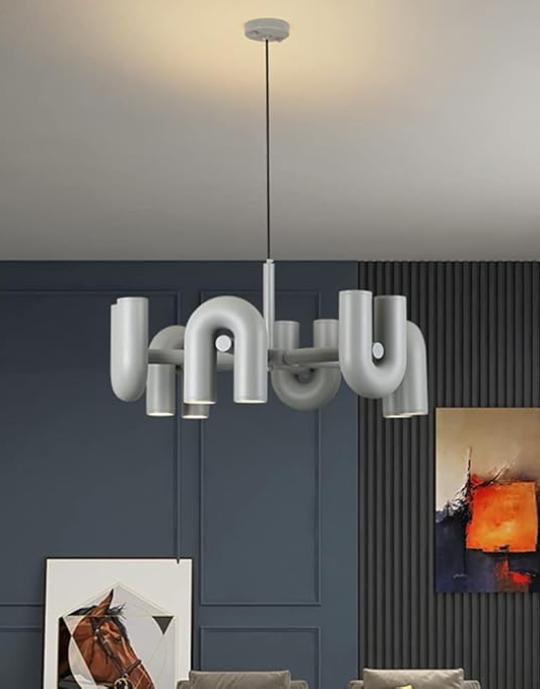 Plafonnier Design Moderne Tubulaire – Gris Mat